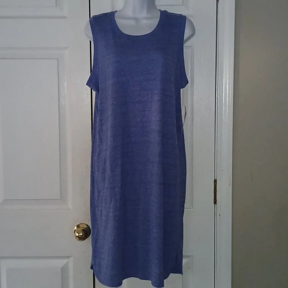 Tek Gear DryTek blue sleeveless comfy blue casual pocket dress Sz L NWT